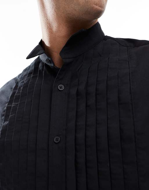 ASOS DESIGN - Camicia regular elegante con colletto ad aletta nera, 3 di 4