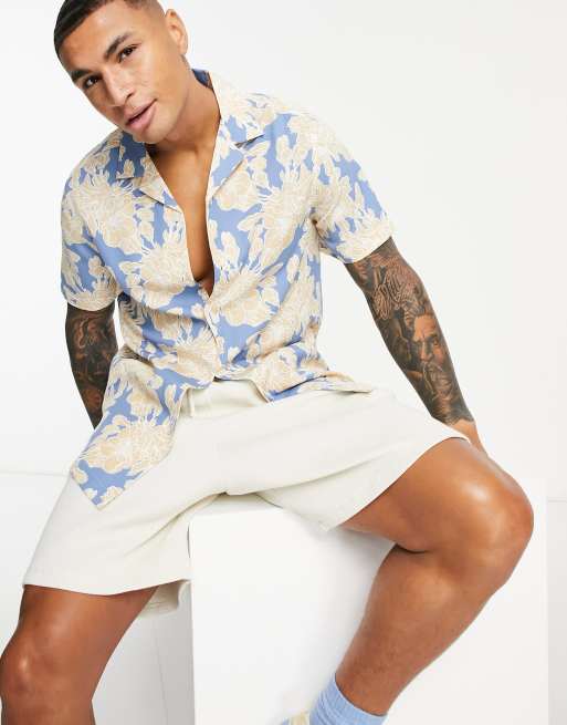ASOS DESIGN - Camicia regular fit con rever in stampa a fiori estiva