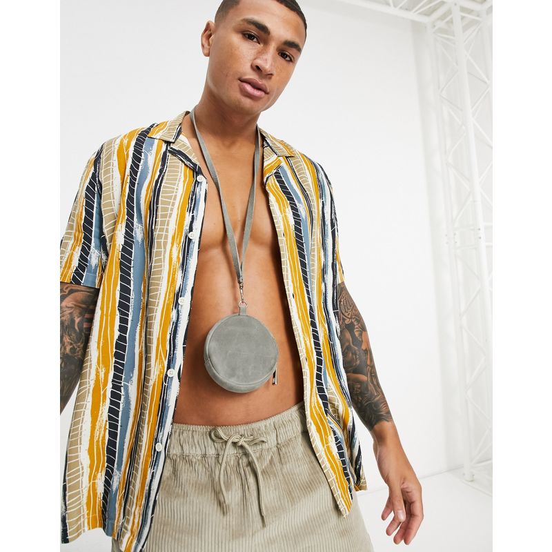 Camicie stampate Uomo DESIGN - Camicia regular fit in giallo e blu navy con stampa azteca