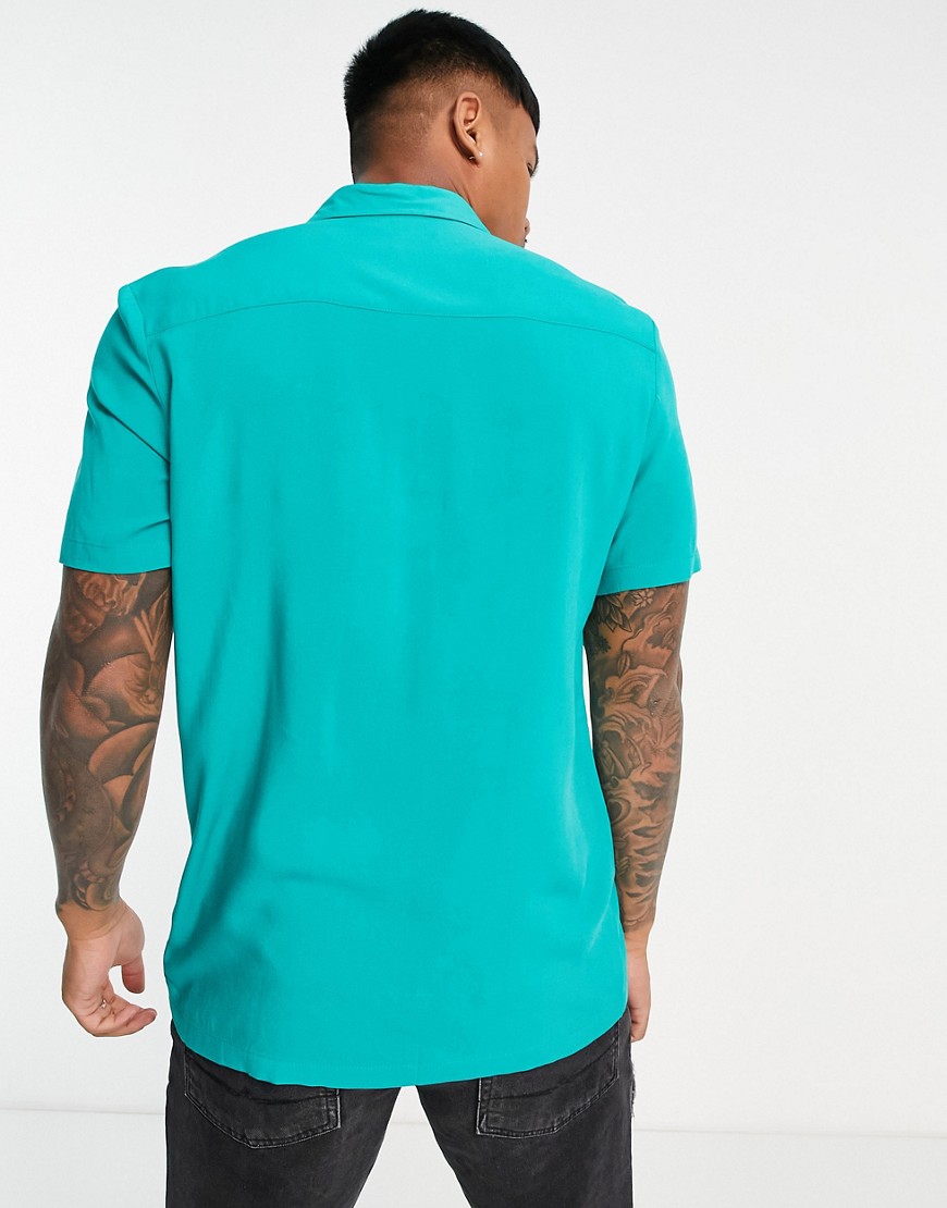 Camicia regular fit in viscosa verde acceso - ASOS DESIGN Camicia donna  - immagine3