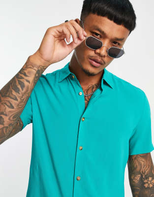 Camicia regular fit in viscosa verde acceso - ASOS DESIGN Camicia donna  - immagine1