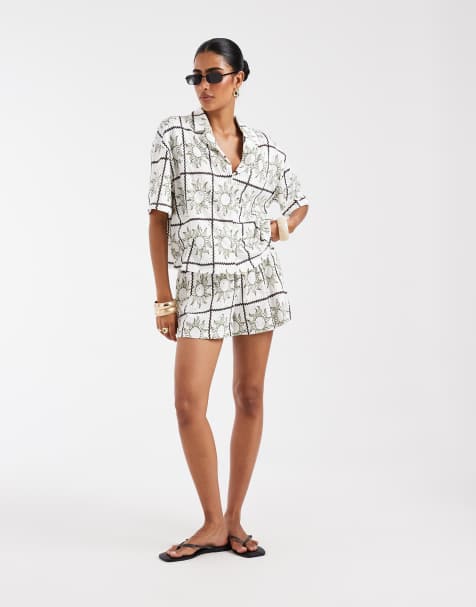 ASOS DESIGN - Camicia resort in jersey ricamato con stampa di sole in coordinato - view 1
