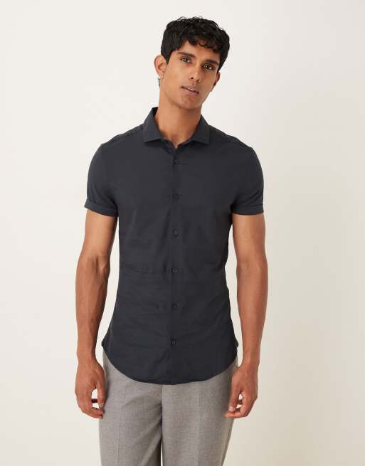 ASOS DESIGN - Camicia Royal Oxford skinny vestibilità classica nera, 2 di 5