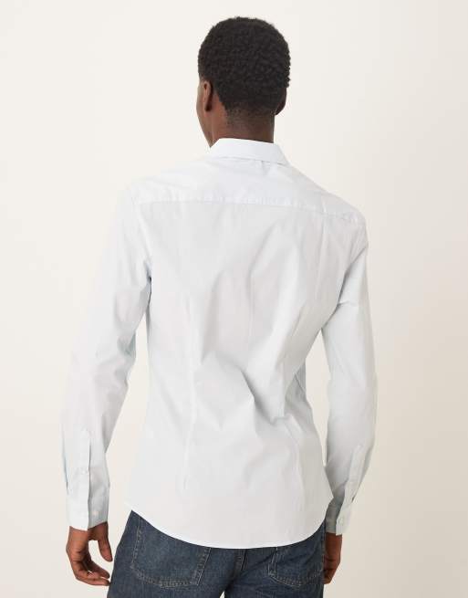 ASOS DESIGN - Camicia skinny blu chiaro in popeline, 3 di 5