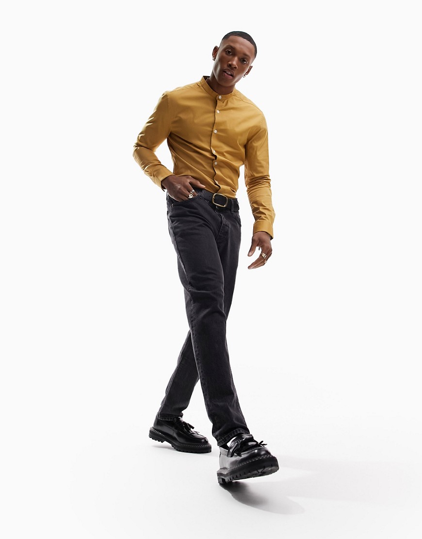 Camicia skinny con collo serafino giallo senape - ASOS DESIGN Camicia donna  - immagine3
