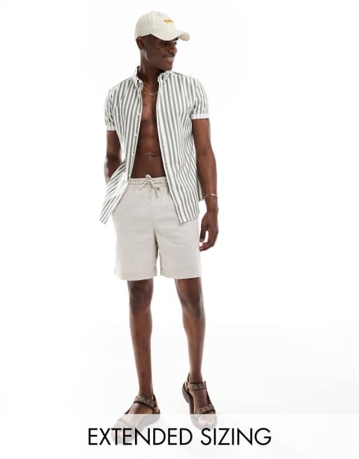 ASOS DESIGN - Camicia skinny verde a righe Oxford