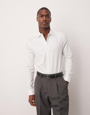 Camicia slim in tessuto twill grigio | Oliva Camicie