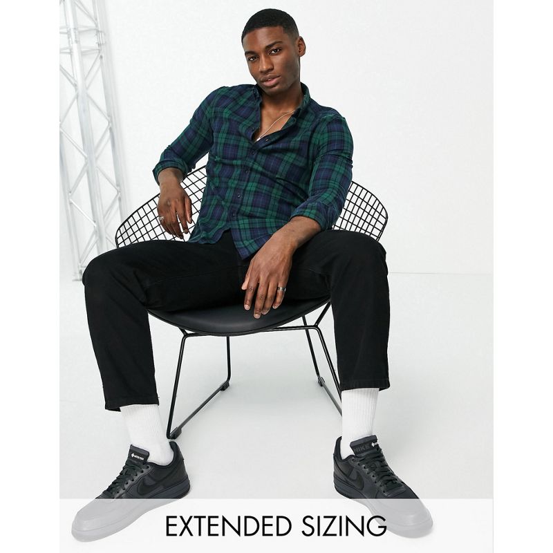 Camicie a quadri Camicie DESIGN - Camicia slim elasticizzata verde a quadri