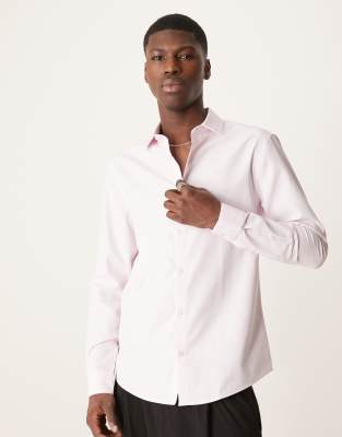 ASOS DESIGN - Camicia slim elegante in plumetis rosa - view 1