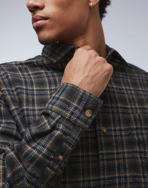 ASOS DESIGN - Camicia spazzolata oversize nera a quadri, 5 di 5