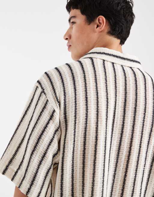 ASOS DESIGN - Camicia squadrata all'uncinetto nera e bianca, 4 di 5