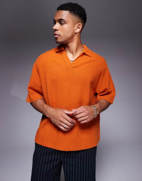 ASOS DESIGN - Camicia squadrata arancione all'uncinetto - view 1