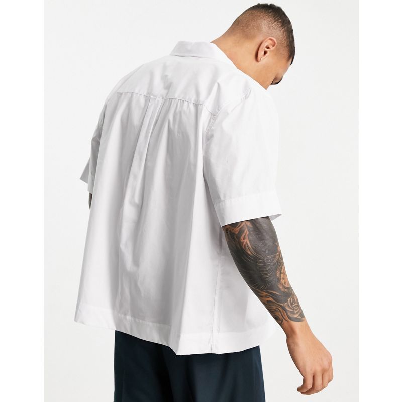 yoqdb Camicie tinta unita DESIGN - Camicia squadrata bianca con due tasche