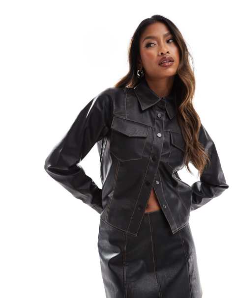ASOS DESIGN - Camicia squadrata nera con cuciture a contrasto in coordinato - view 1