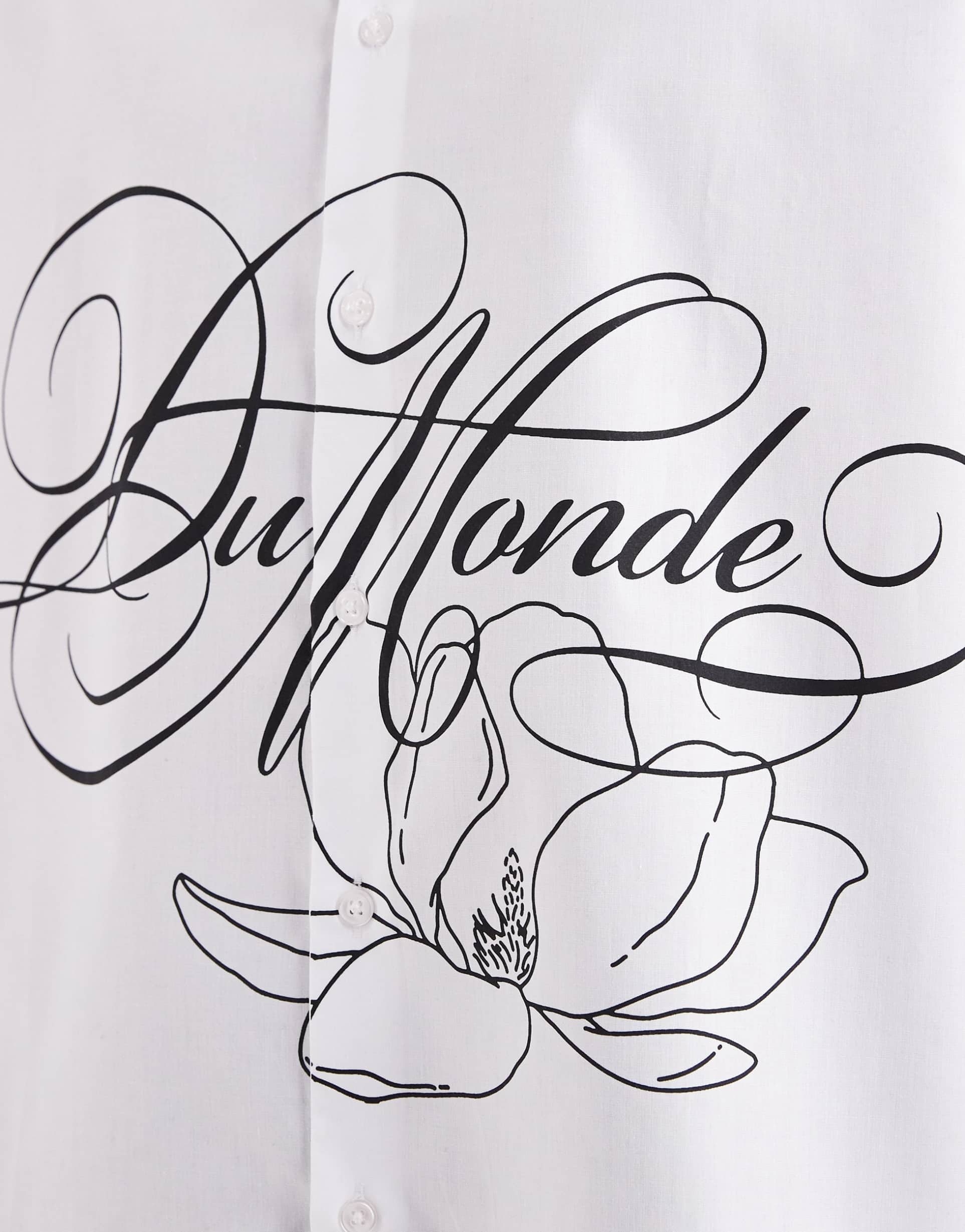 ASOS DESIGN - Camicia squadrata oversize bianca con stampe