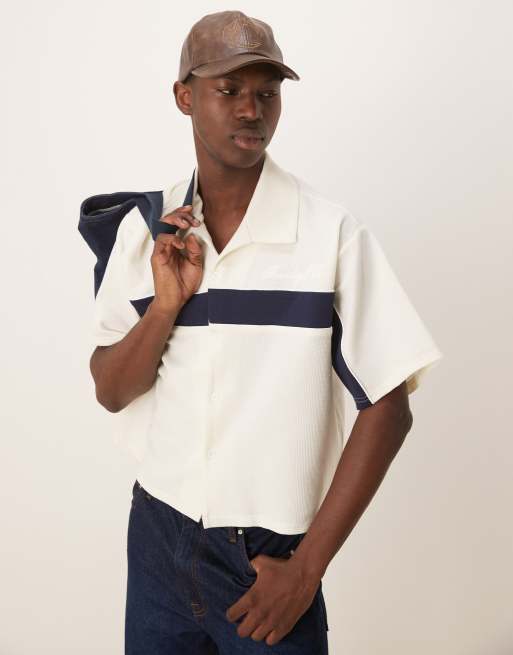 ASOS DESIGN - Camicia squadrata oversize color crema con pannelli 