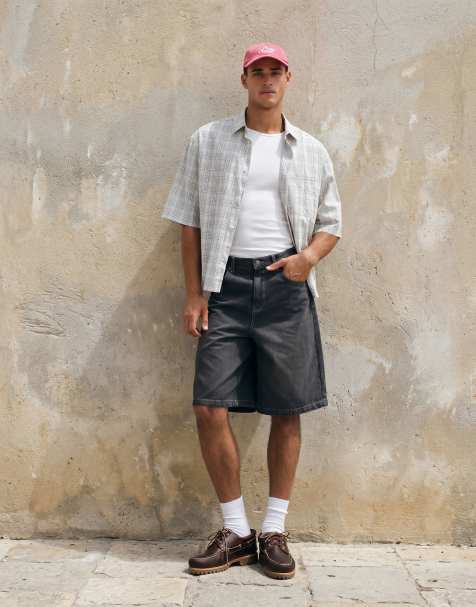 ASOS DESIGN - Camicia squadrata oversize color panna a quadri - view 1