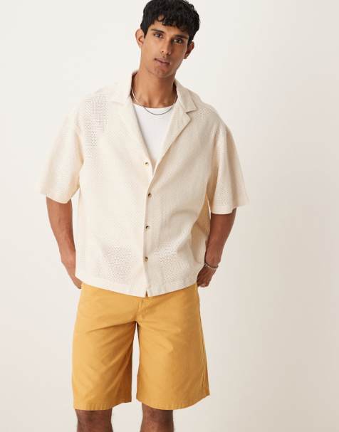 ASOS DESIGN - Camicia squadrata oversize color pietra testurizzata - view 1