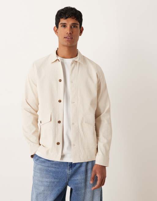 ASOS DESIGN - Camicia squadrata oversize color pietra testurizzata