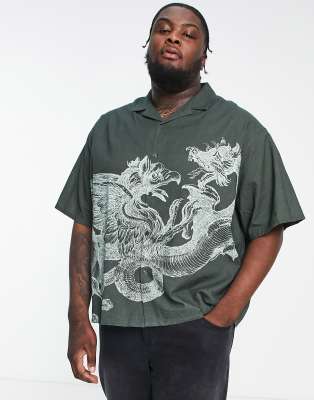Camicia squadrata oversize con stampa di grifone e rever-Verde - ASOS DESIGN Camicia donna  - immagine1
