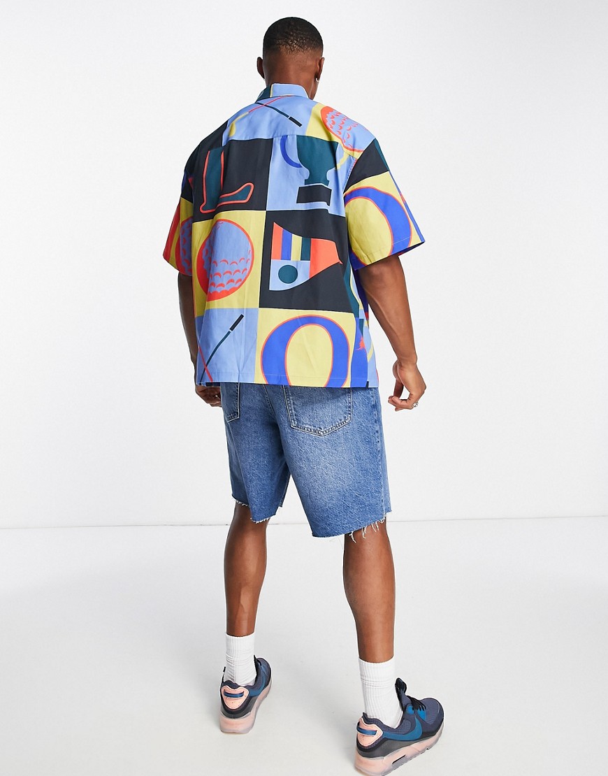 Camicia squadrata oversize con stampa golf multicolore - ASOS DESIGN Camicia donna  - immagine3