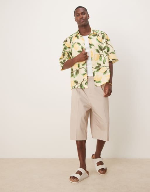 ASOS DESIGN - Camicia squadrata oversize gialla con stampa di limoni, 2 di 4