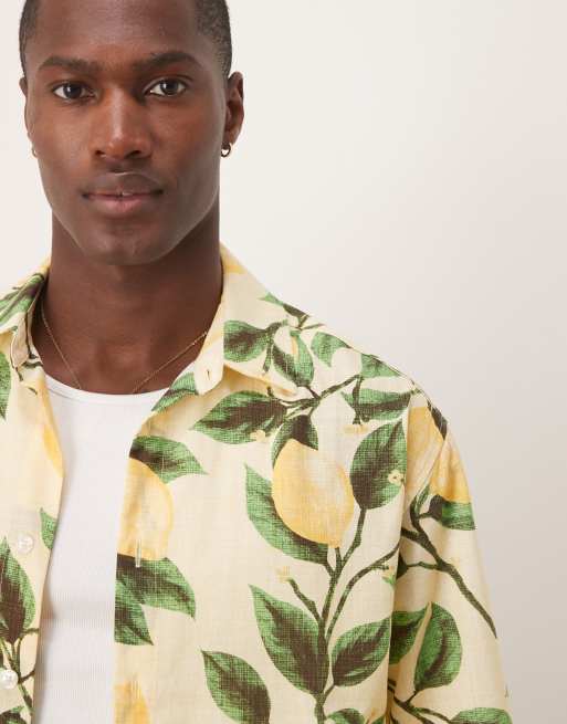 ASOS DESIGN - Camicia squadrata oversize gialla con stampa di limoni, 4 di 4