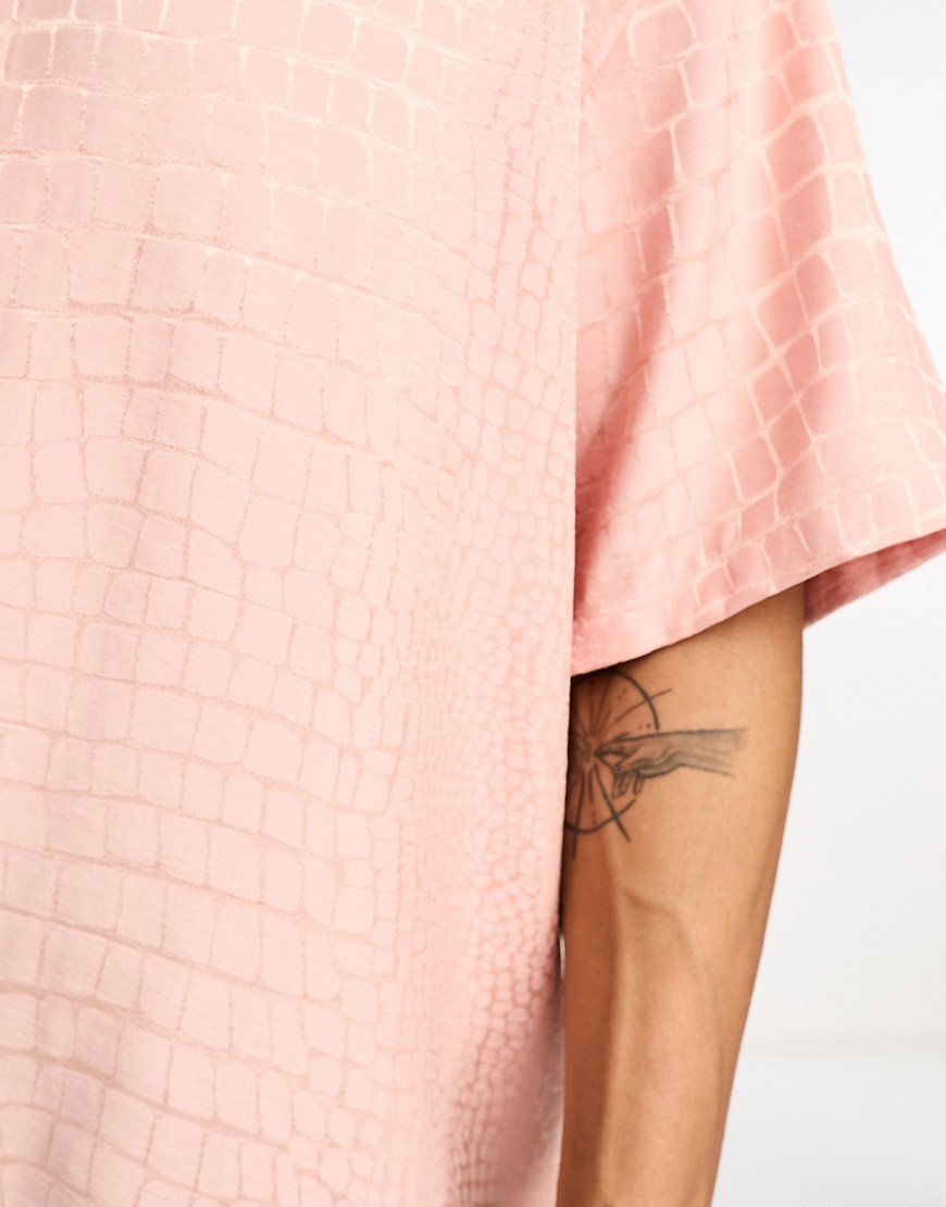 Camicia squadrata oversize in jacquard rosa effetto coccodrillo - ASOS DESIGN Camicia donna  - immagine2