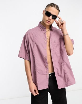 Camicia squadrata oversize in popeline color uva slavato Asos Uomo Abbigliamento Camicie Camicie a maniche corte 