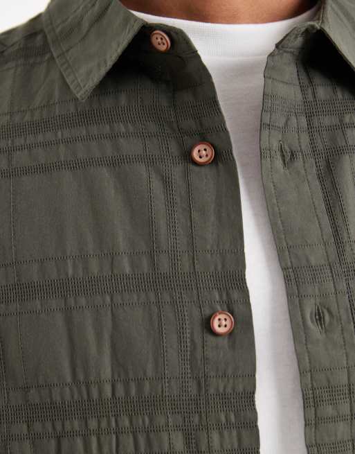 ASOS DESIGN - Camicia squadrata oversize kaki testurizzata a quadri, 5 di 5