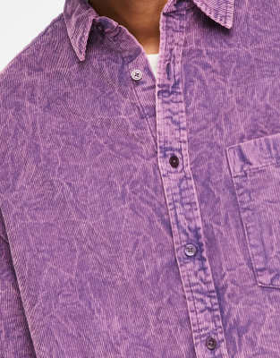 Camicia squadrata oversize lavaggio bordeaux a coste-Rosso - ASOS DESIGN Camicia donna  - immagine2