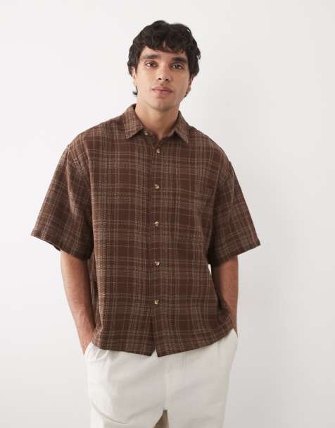 ASOS DESIGN - Camicia squadrata oversize marrone a quadri - view 1