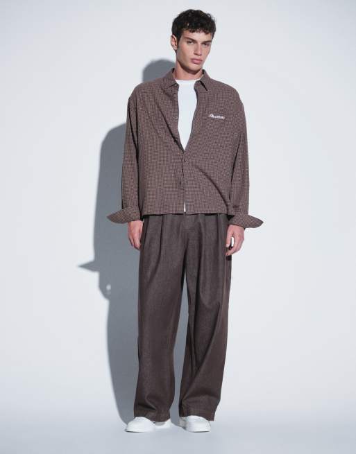ASOS DESIGN - Camicia squadrata oversize marrone a quadri, 3 di 5