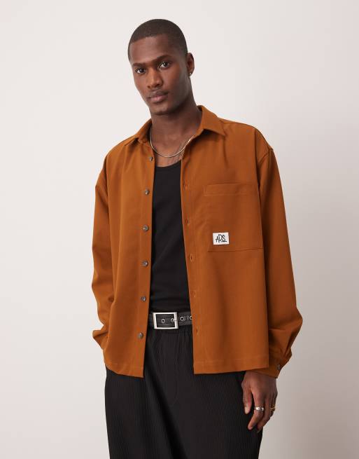 ASOS DESIGN - Camicia squadrata oversize marrone