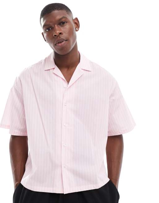 ASOS DESIGN - Camicia squadrata oversize rosa a righe