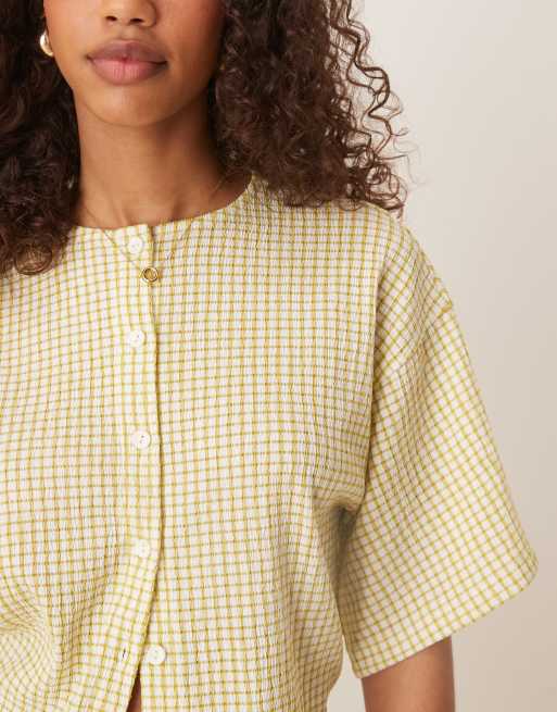 ASOS DESIGN - Camicia squadrata verde a quadri testurizzata in coordinato, 3 di 4