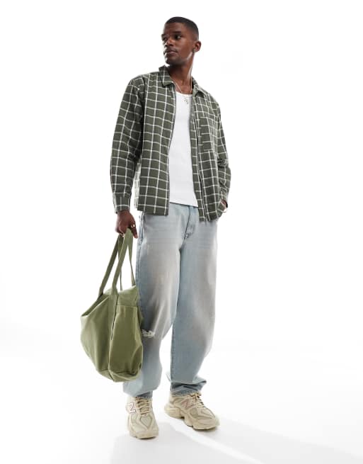ASOS DESIGN - Camicia squadrata verde a quadri, 3 di 4