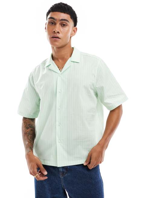 ASOS DESIGN - Camicia squadrata vestibilità comoda verde a righe
