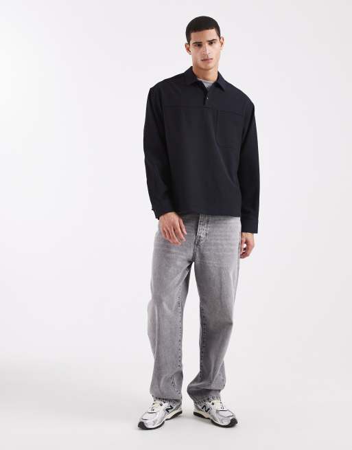 ASOS DESIGN - Camicia stile rugby oversize color blu navy, 2 di 5