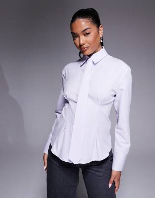 ASOS DESIGN - Camicia stretta in vita blu con cravatta - view 1