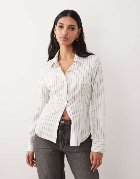 ASOS DESIGN - Camicia stretta in vita con motivo gessato - view 1