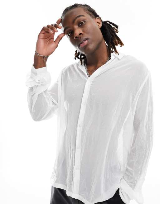 ASOS DESIGN Camicia taglio comodo bianca testurizzata ASOS