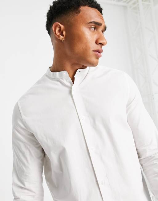 ASOS DESIGN Camicia taglio lungo con collo serafino colore
