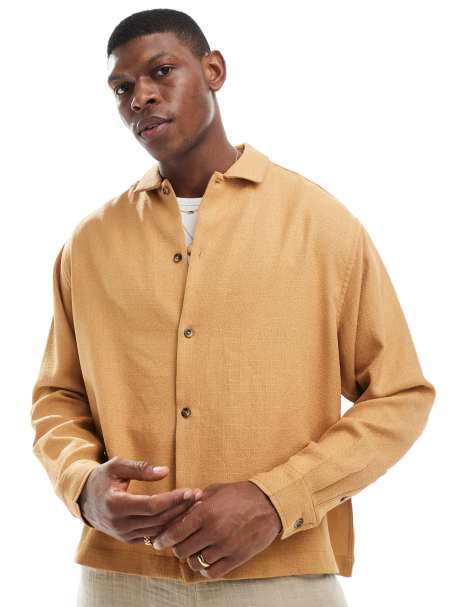 ASOS DESIGN - Camicia testurizzata beige oversize - view 1