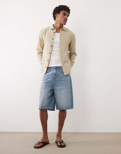 ASOS DESIGN - Camicia testurizzata beige vestibilità classica, 4 di 5