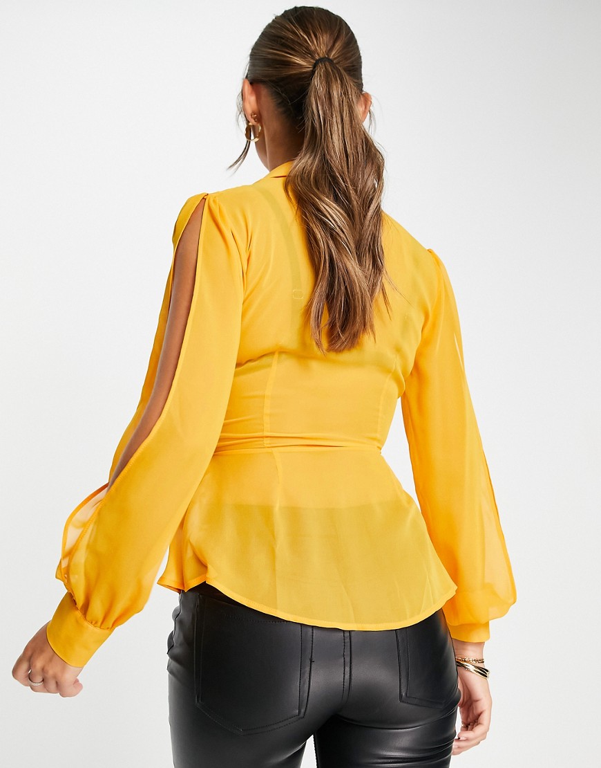 Camicia trasparente a portafoglio arancione slavato con maniche con spacco-Multicolore - ASOS DESIGN Camicia donna  - immagine1