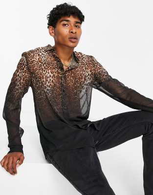 Camicia trasparente con stampa leopardata sfumata-Nero - ASOS DESIGN Camicia donna  - immagine2