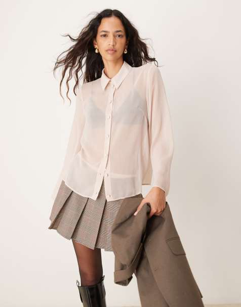 ASOS DESIGN - Camicia trasparente rosa stropicciata - view 1