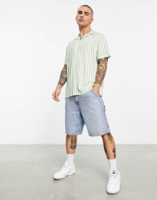 Camicia verde a righe con rever - ASOS DESIGN Camicia donna  - immagine1