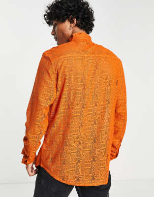 Camicia vestibilità classica all'uncinetto arancione con volant anni'70 sul davanti - ASOS DESIGN Camicia donna  - immagine2